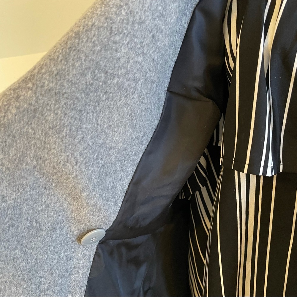 ASOS COAT JACKET US 14 GRAY PEPLUM SWING CHIC BELTED BUTTON CLOSURE MINT COND - Picture 9 of 14